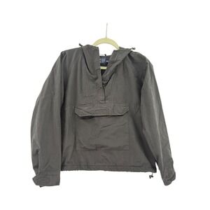 Vintage Gap Y2K 2001 Black Fleece Lined Anorak Windbreaker Pullover Jacket Hood